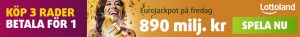 Eurojackpot 3 lottorader till priset av 1